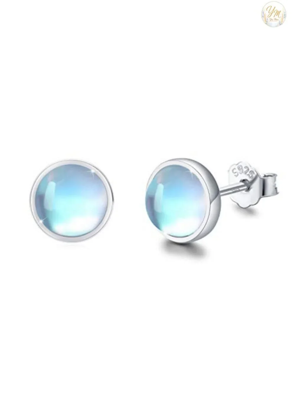Hypoallergenic Sterling Silver Moonstone Stud Earrings for Sensitive Ears